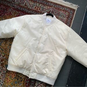 Size large off white bomber / varsity jacket